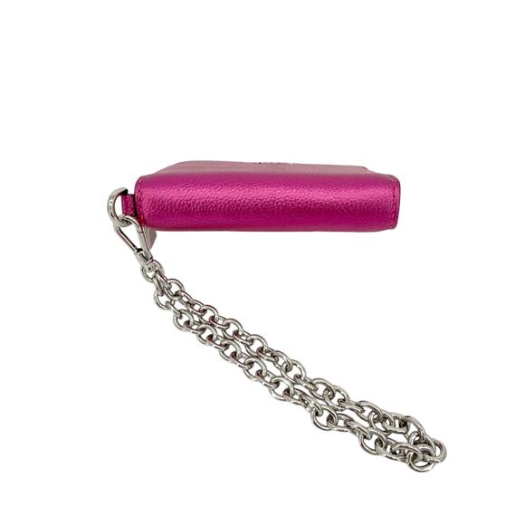 KATE SPADE Natasha Metallic Pebbled Leather Chain Compact Wristlet Bikini Pink - Picture 10 of 13